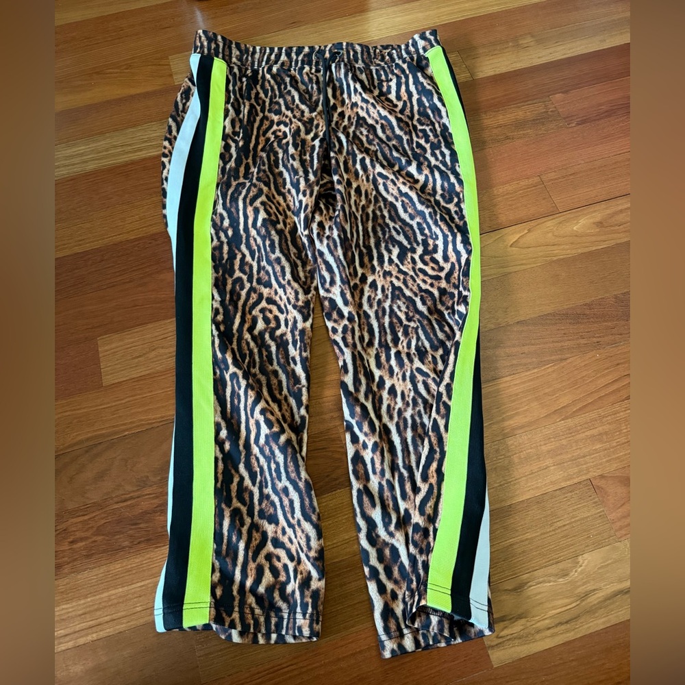 Pam & Gela Leopard Print Pants with Neon Accents